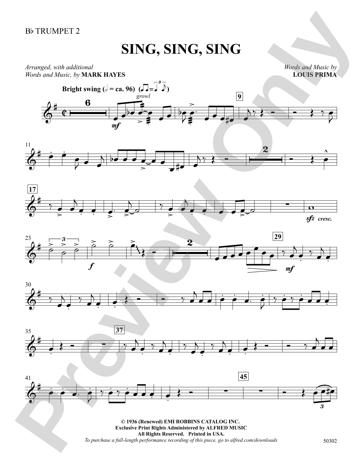 Sing, Sing, Sing: 2nd B-flat Trumpet