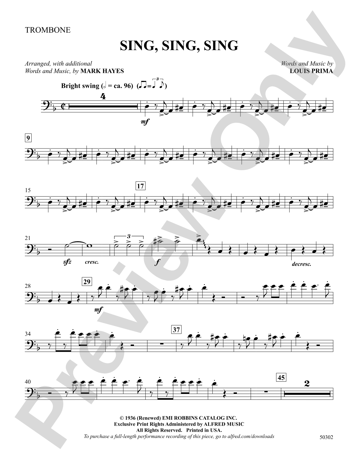 Sing, Sing, Sing: 1st Trombone