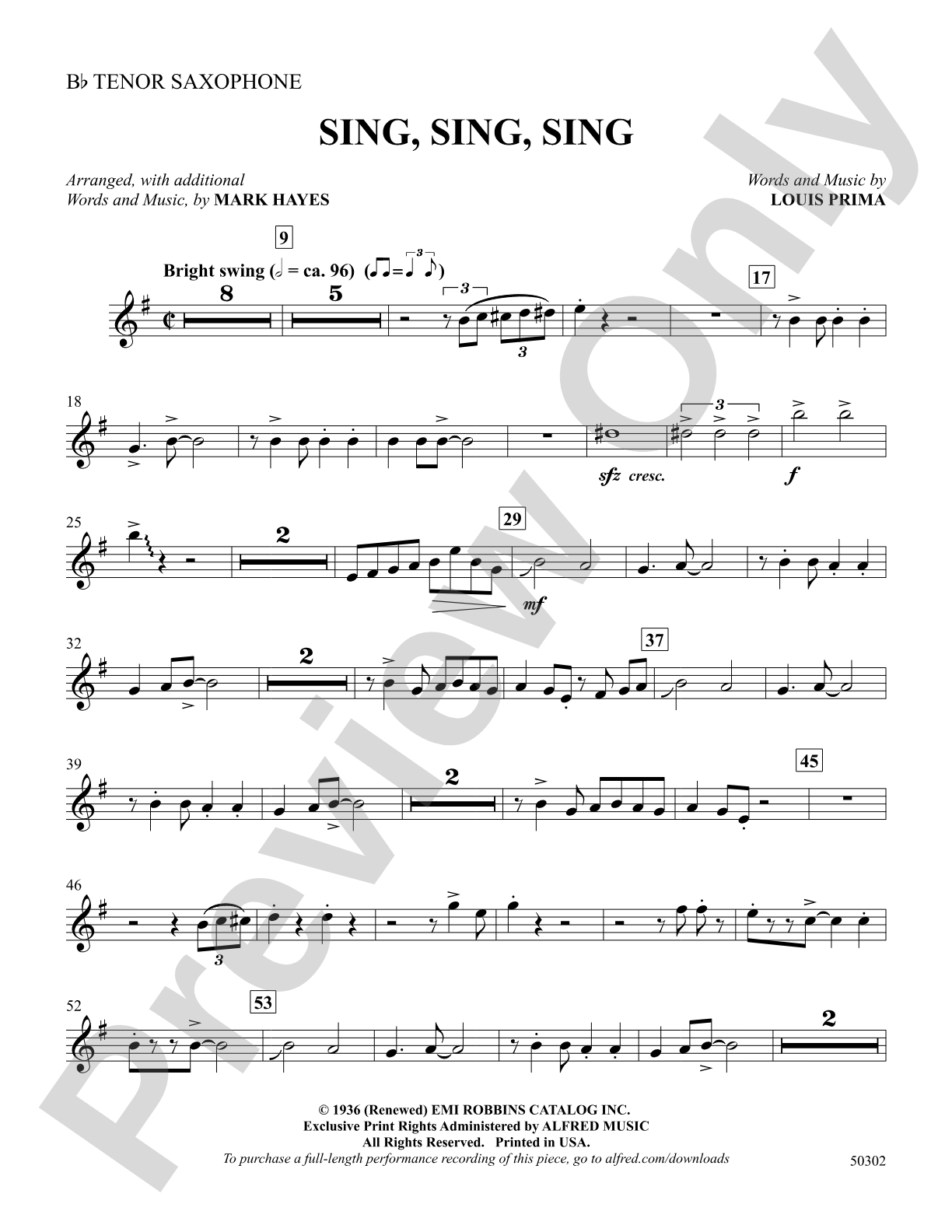 Sing, Sing, Sing: B-flat Tenor Saxophone