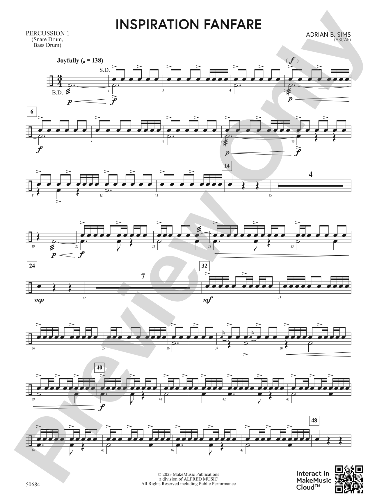 Inspiration Fanfare: 1st Percussion