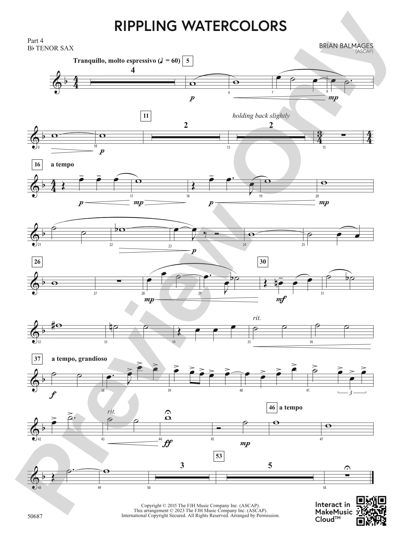 Rippling Watercolors: Part 4 - B-flat Tenor Sax