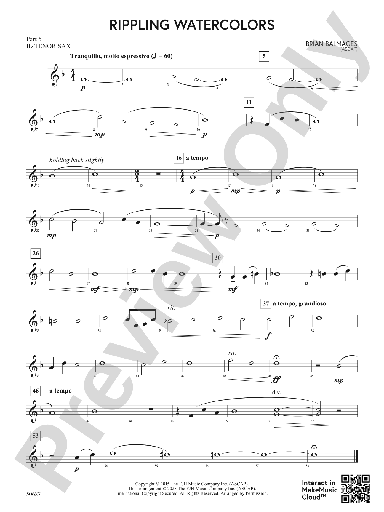 Rippling Watercolors: Part 5 - B-flat Tenor Sax