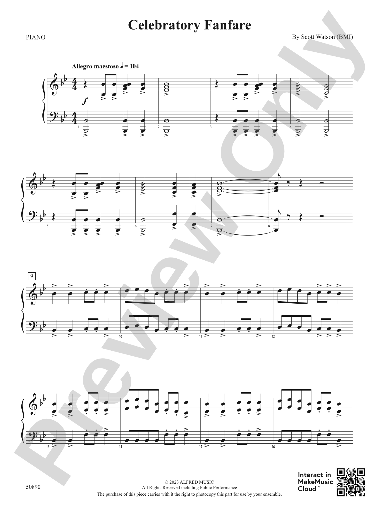 Celebratory Fanfare: Piano Accompaniment