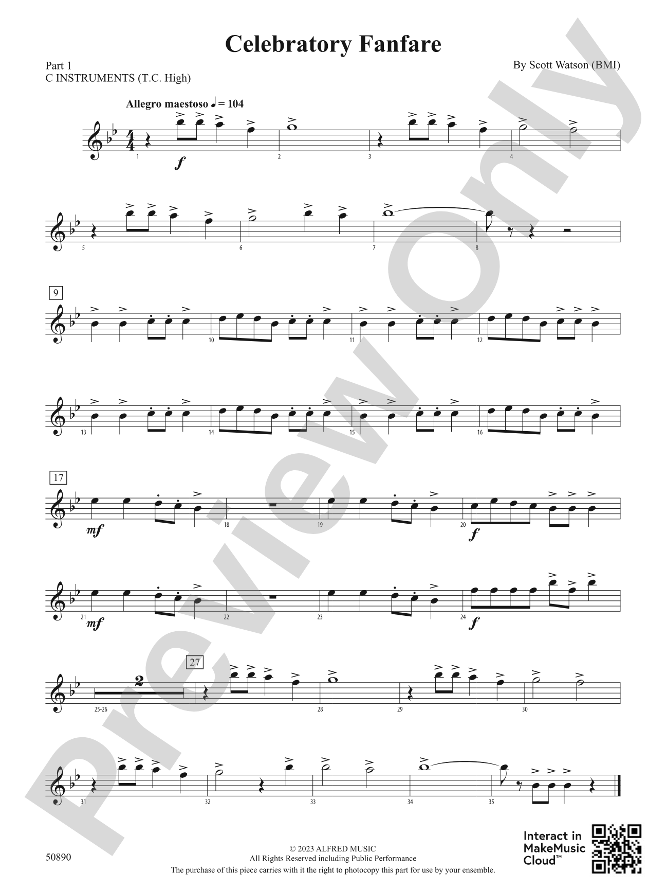 Celebratory Fanfare: Part 1 - C Instruments (T.C. High)