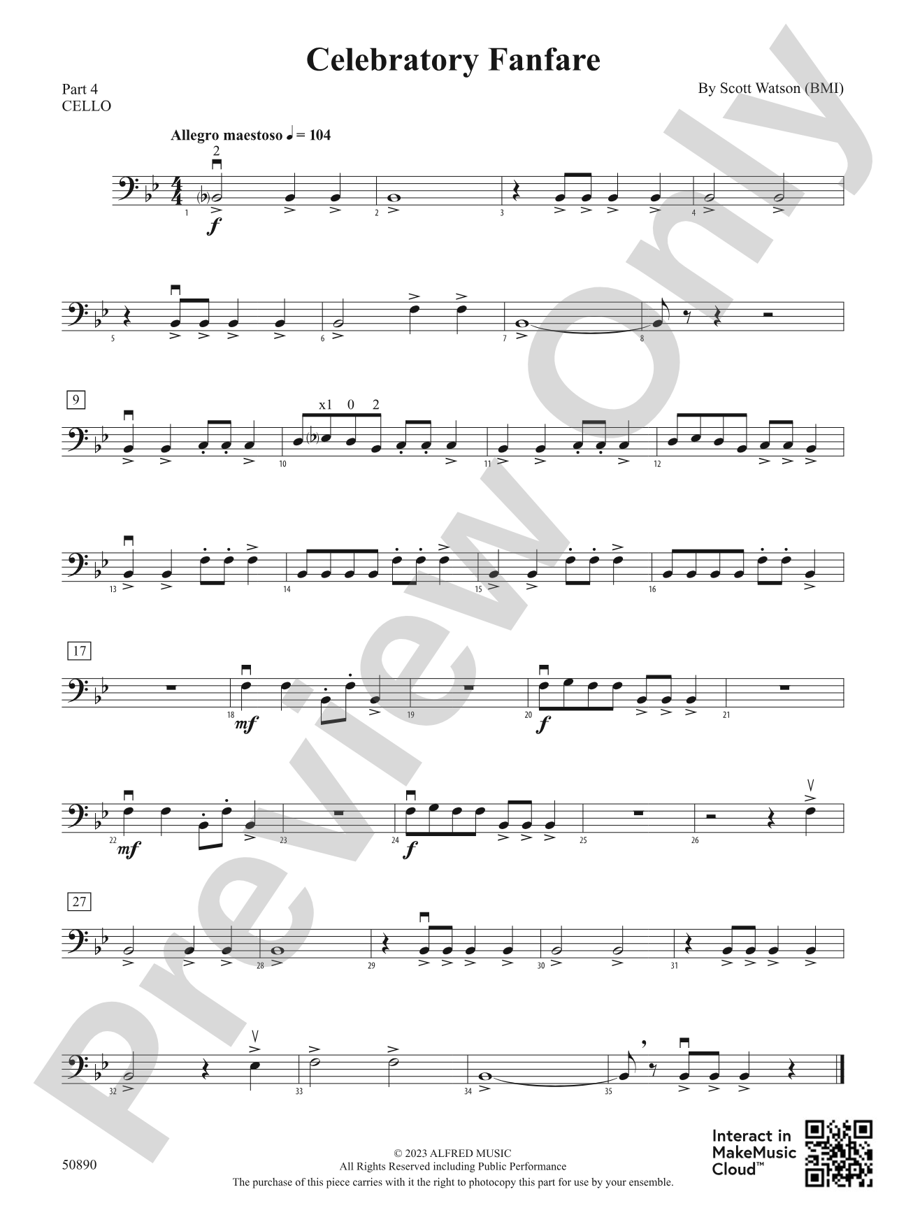 Celebratory Fanfare: Part 4 - Cello