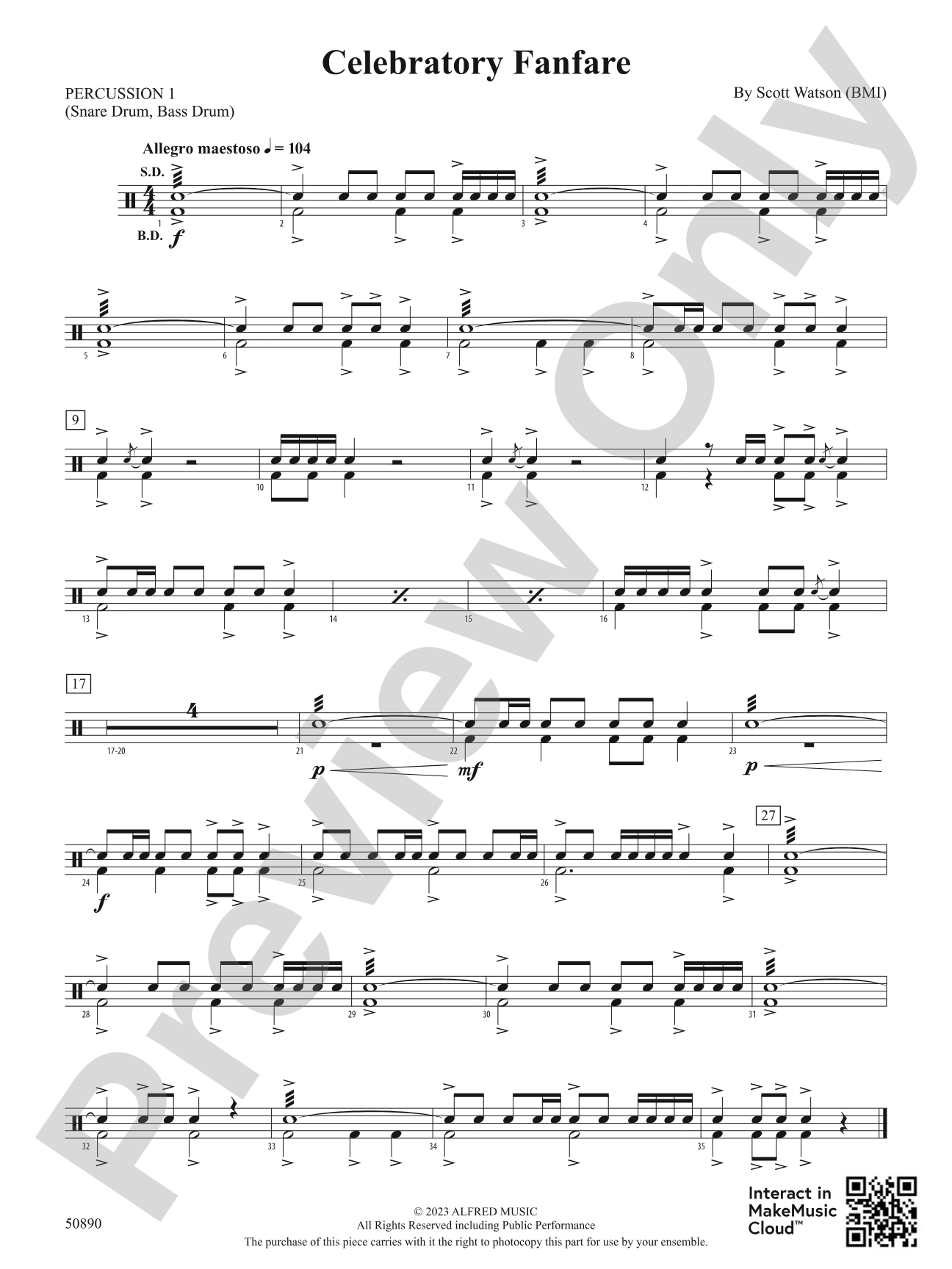 Celebratory Fanfare: 1st Percussion