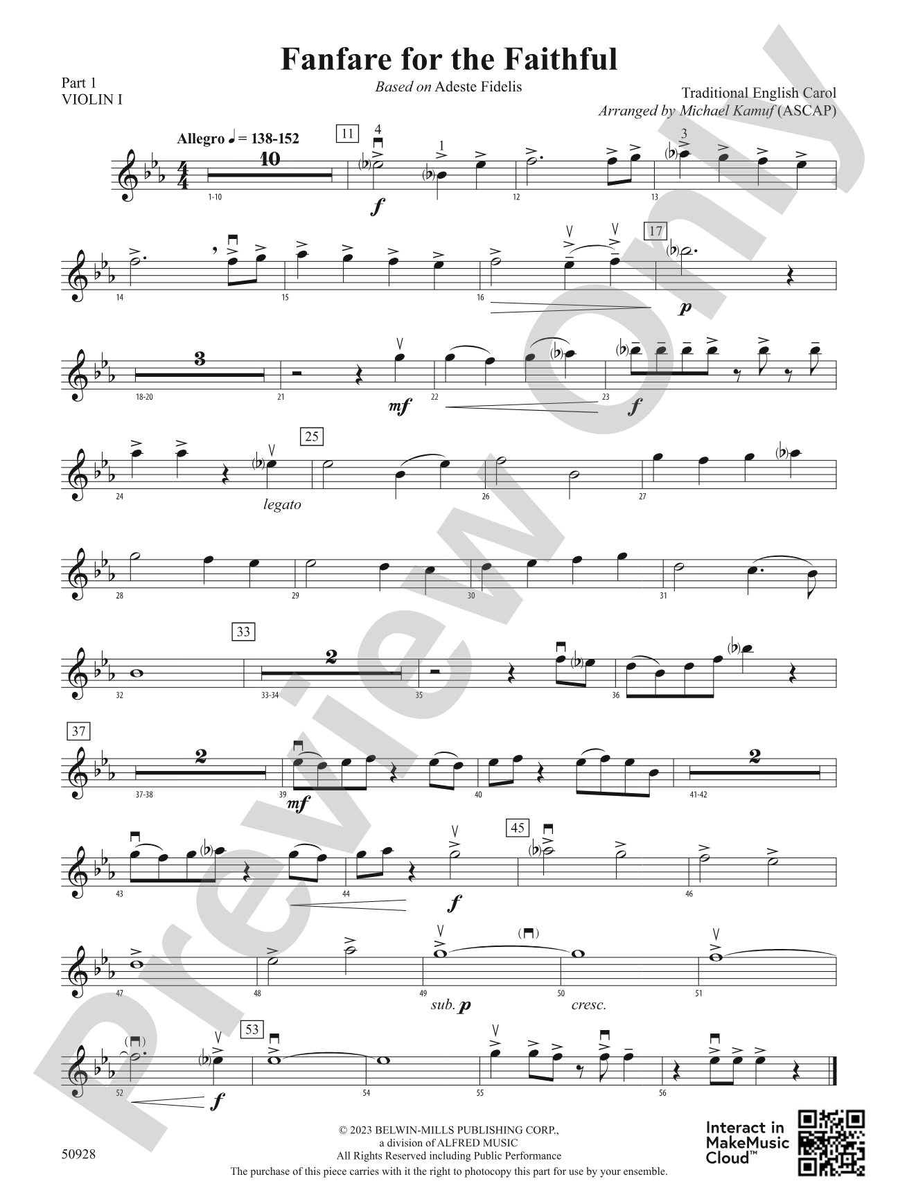 Fanfare for the Faithful: Part 1 - Violin I