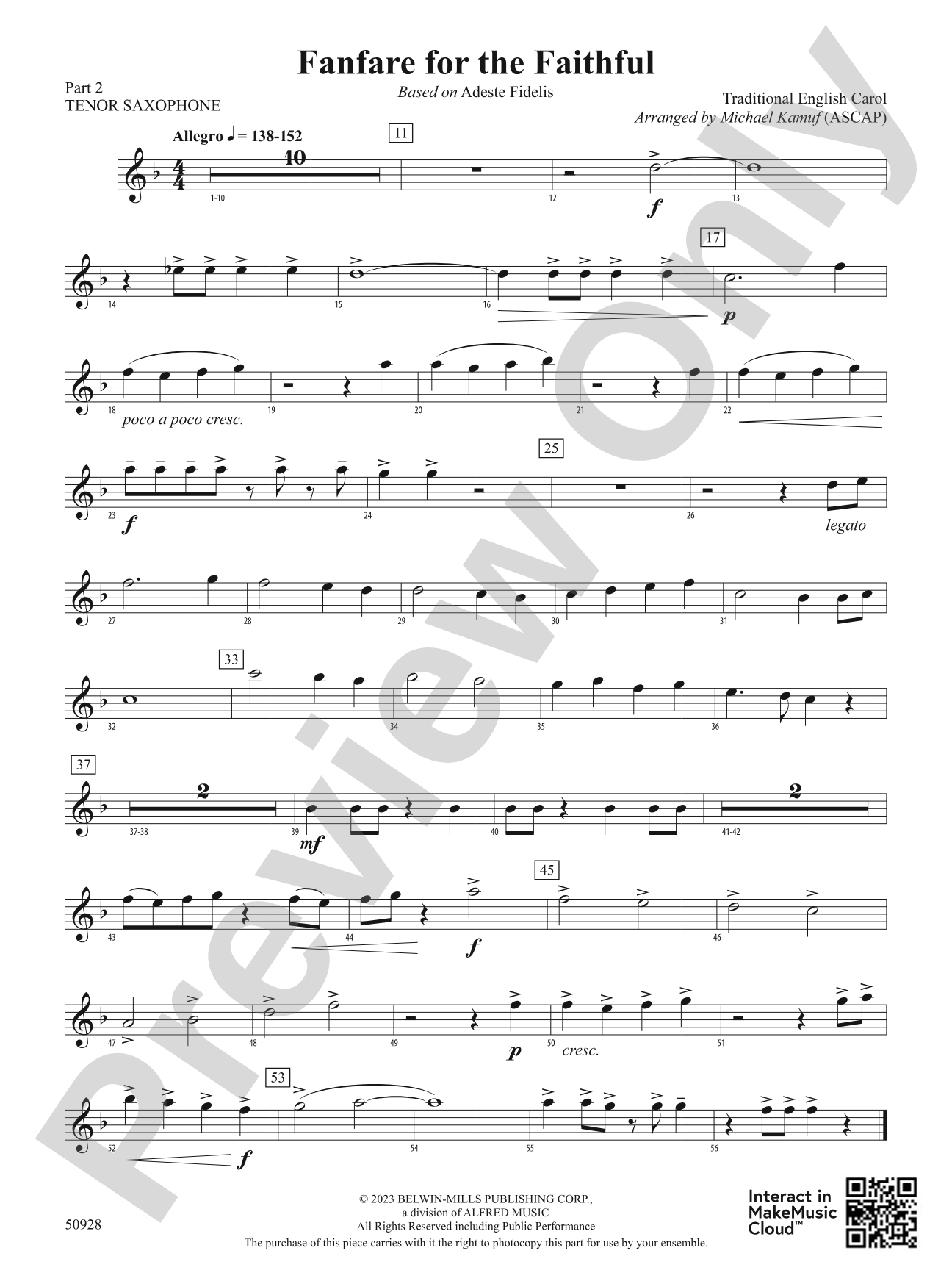 Fanfare for the Faithful: Part 2 - Tenor Saxophone