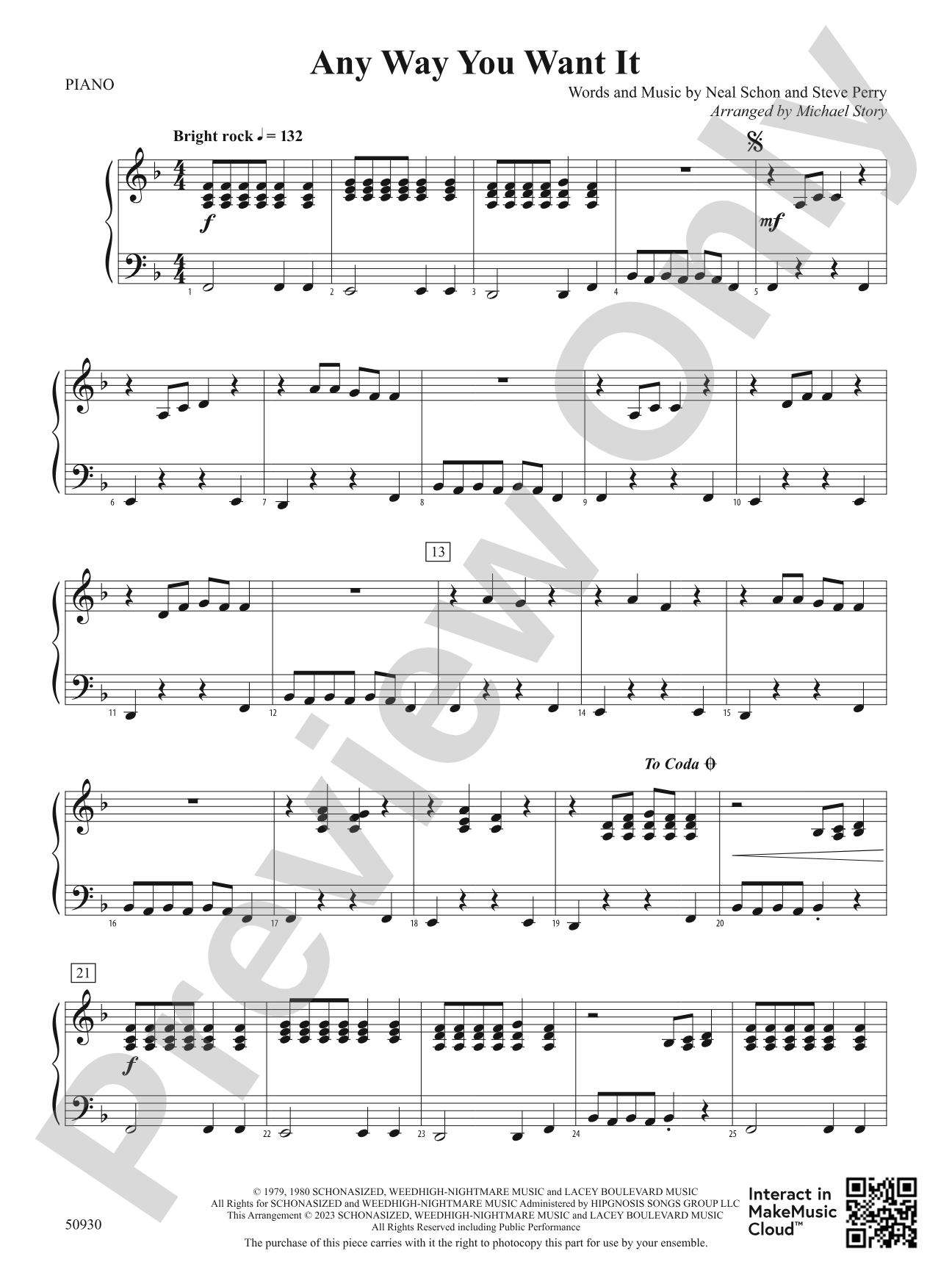 Any Way You Want It: Piano Accompaniment