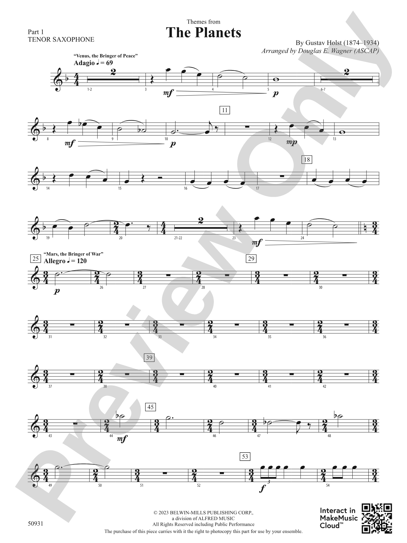 The Planets: Part 1 - Tenor Saxophone