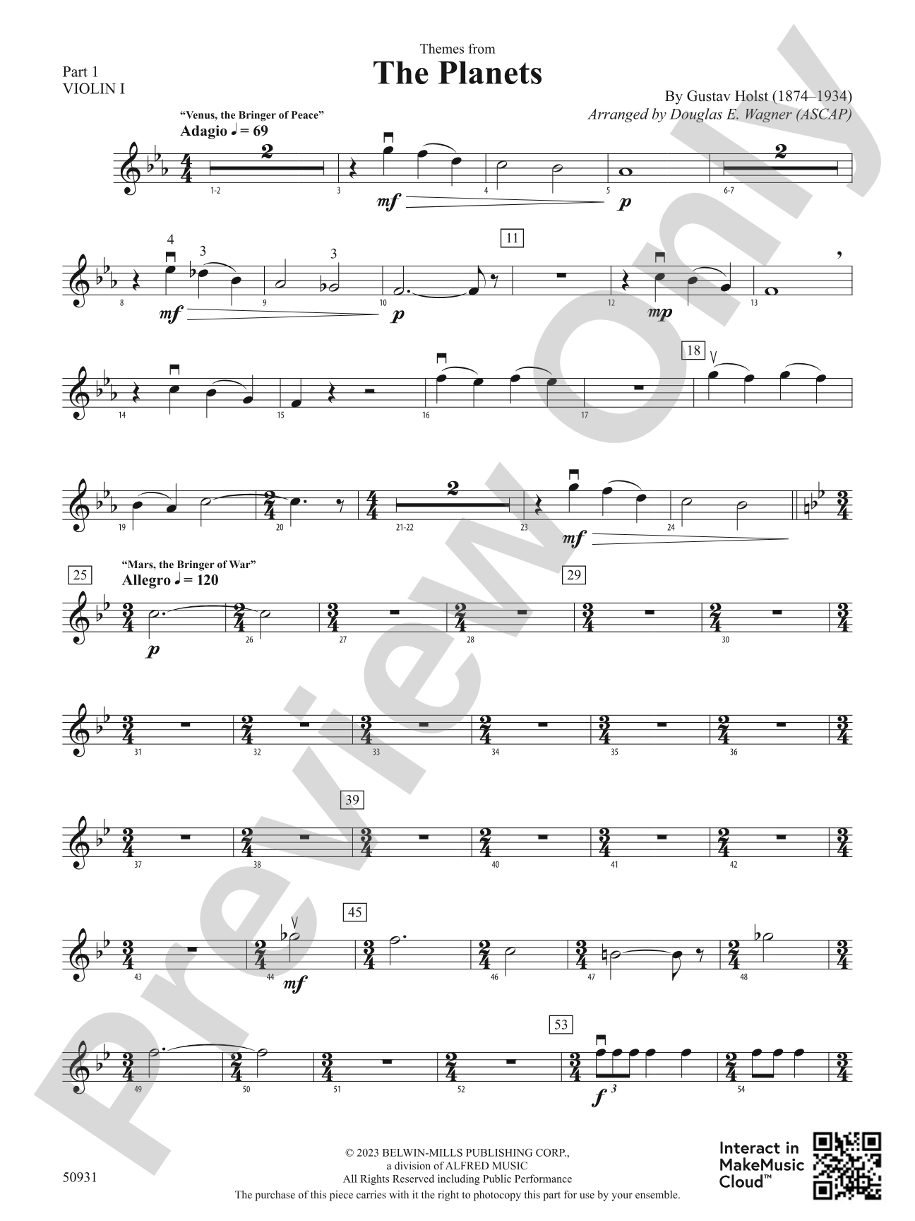 The Planets: Part 1 - Violin I