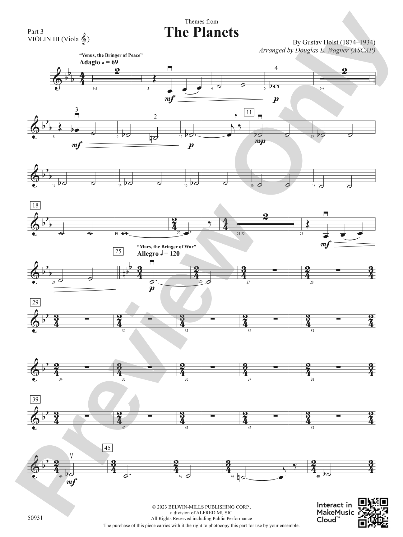 The Planets: Part 3 - Violin I