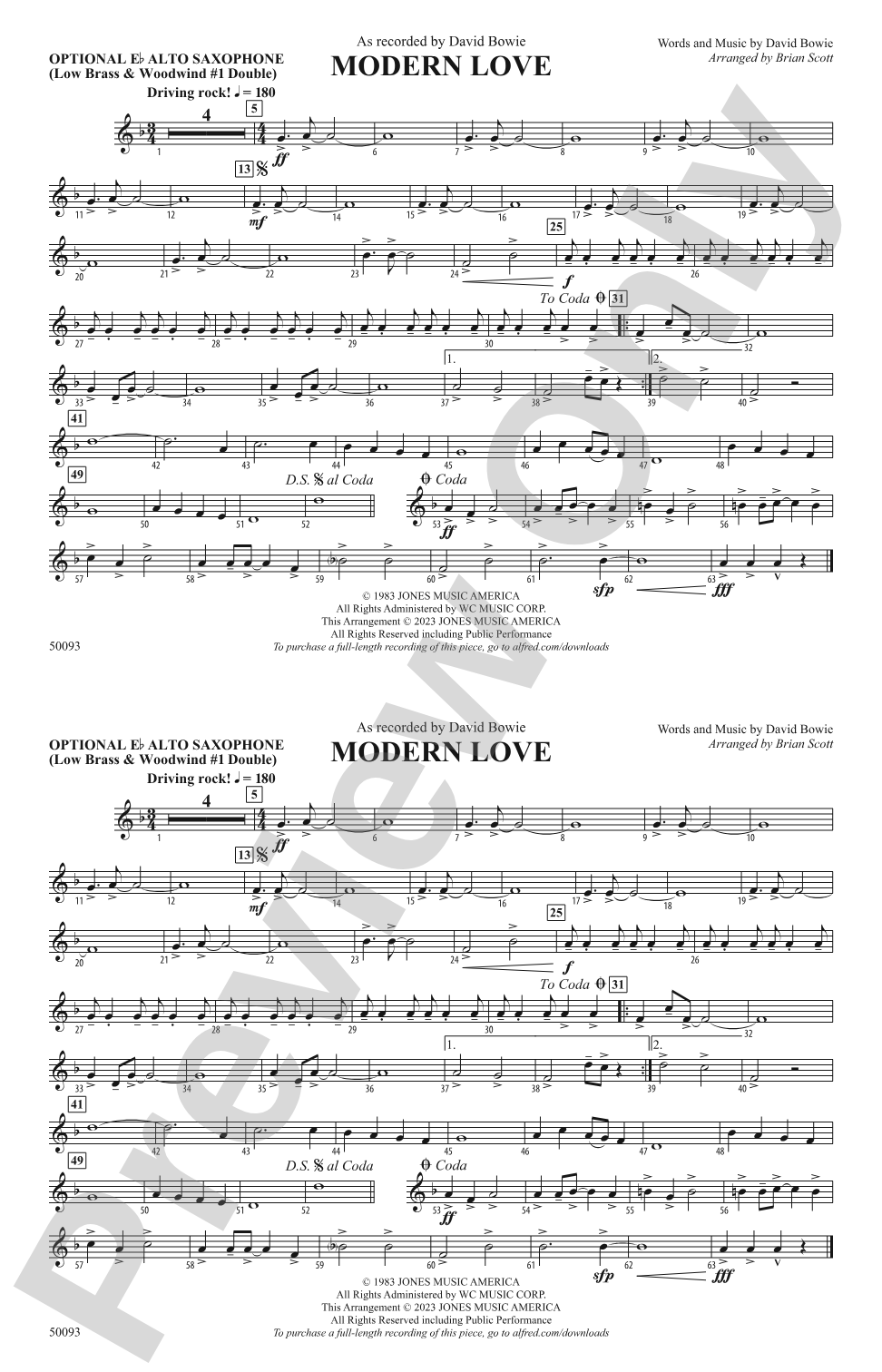 Modern Love: Optional Alto Sax