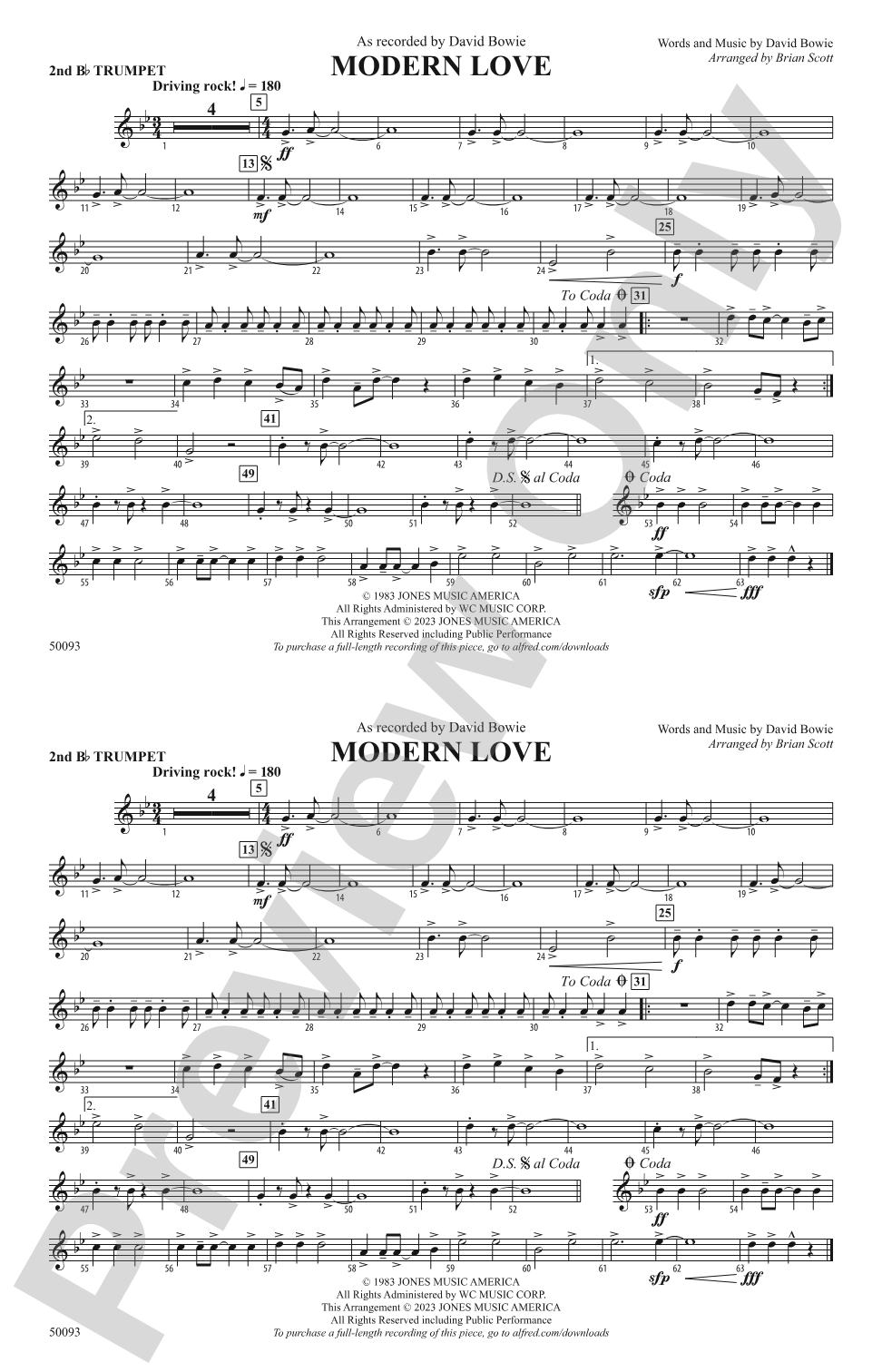 Modern Love: 2nd B-flat Trumpet