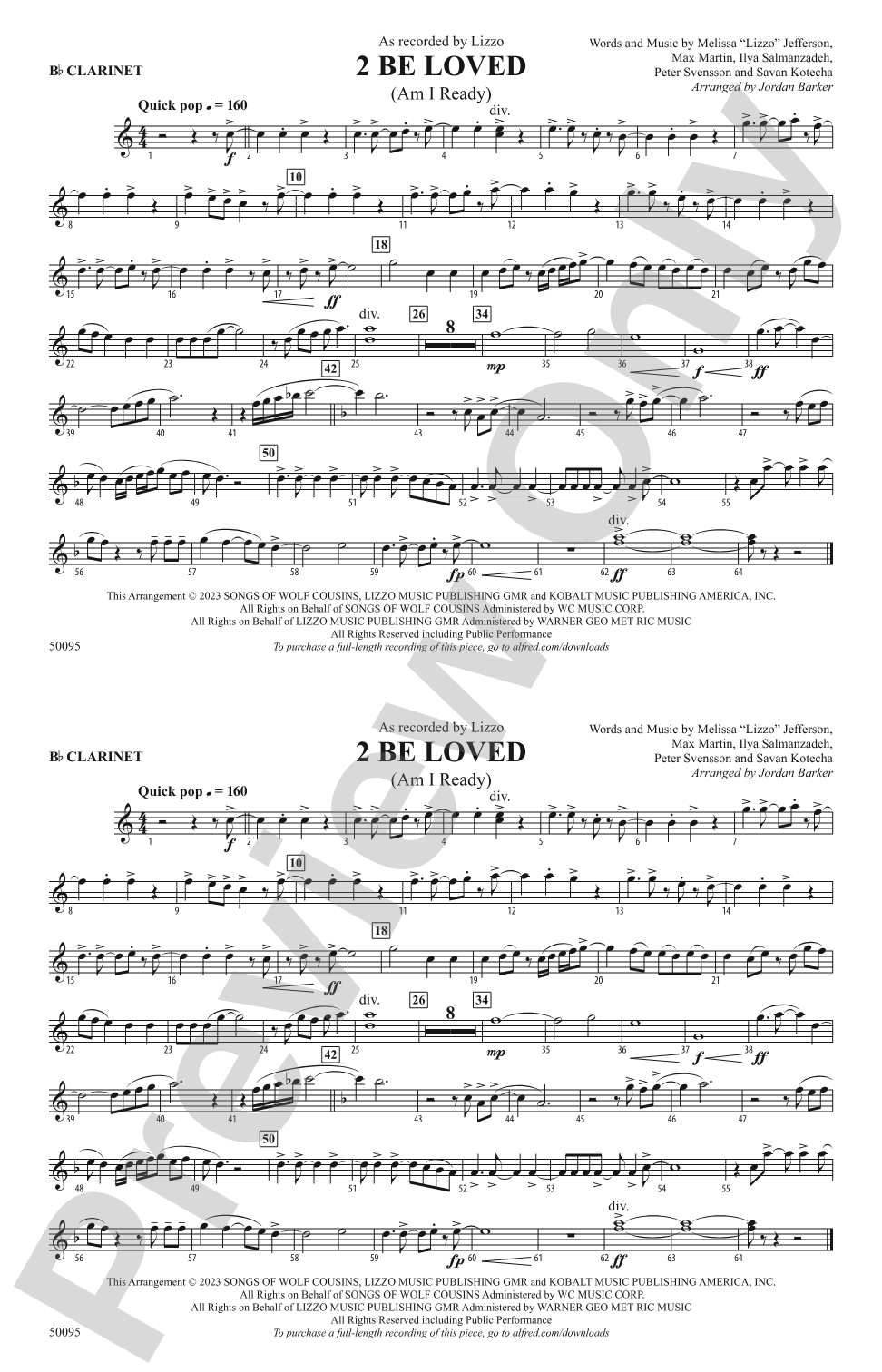 2 Be Loved: 1st B-flat Clarinet