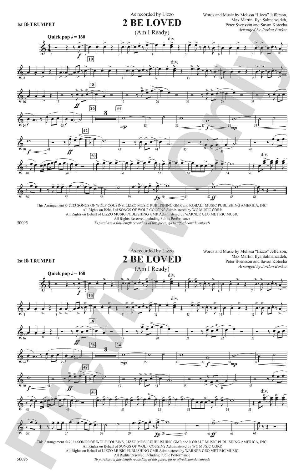 2 Be Loved: 1st B-flat Trumpet