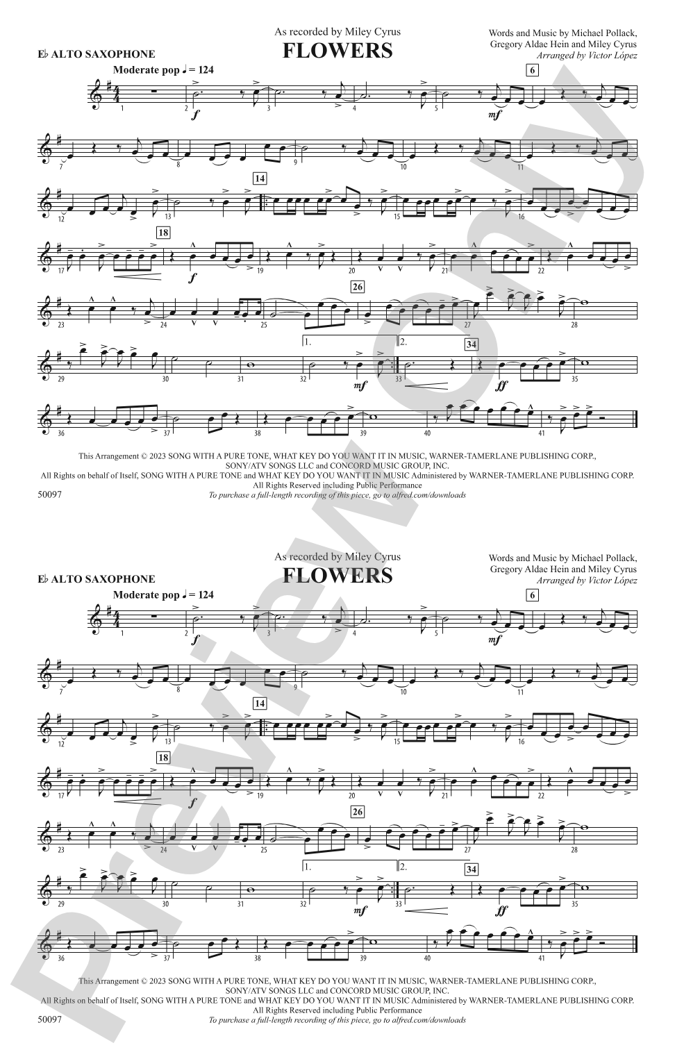 Flowers: E-flat Alto Saxophone