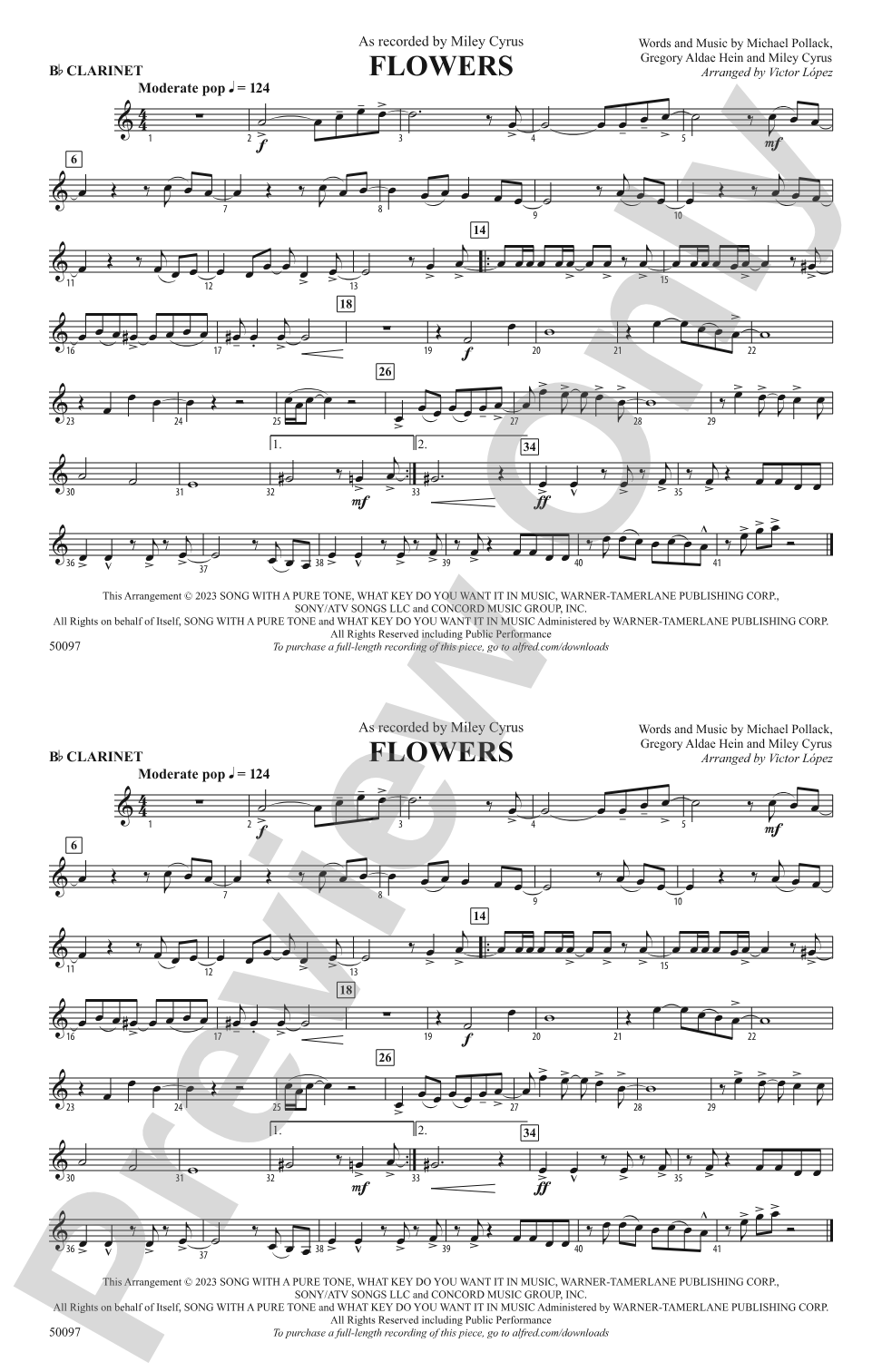 Flowers: 1st B-flat Clarinet