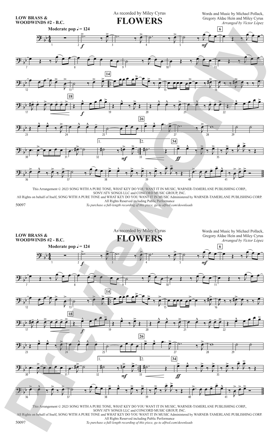 Flowers: Low Brass & Woodwinds #2 - Bass Clef
