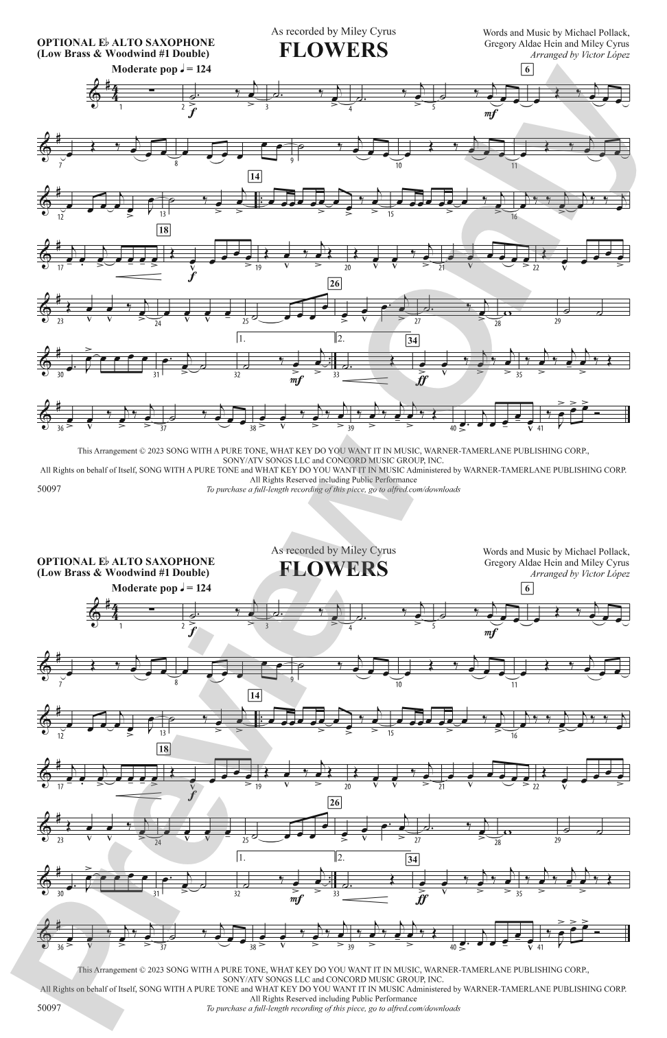 Flowers: Optional Alto Sax