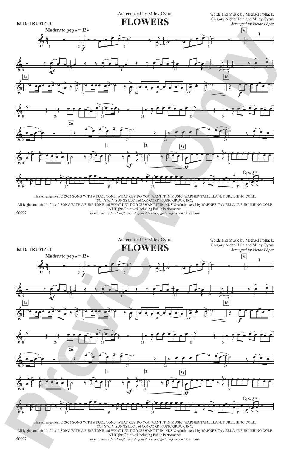 Flowers: 1st B-flat Trumpet