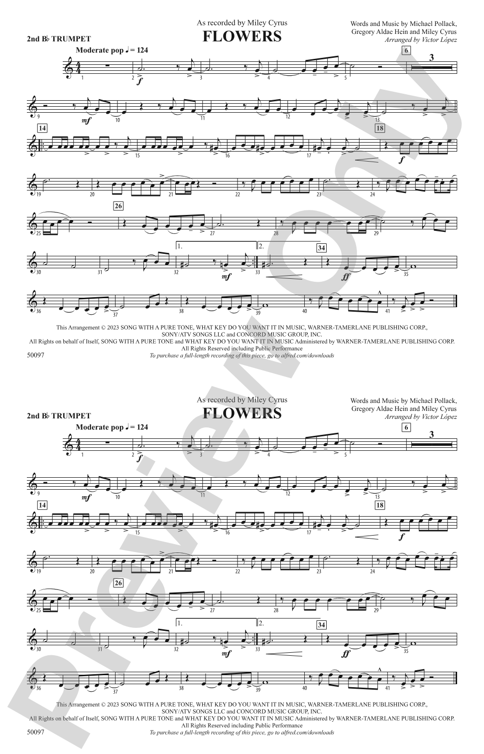 Flowers: 2nd B-flat Trumpet