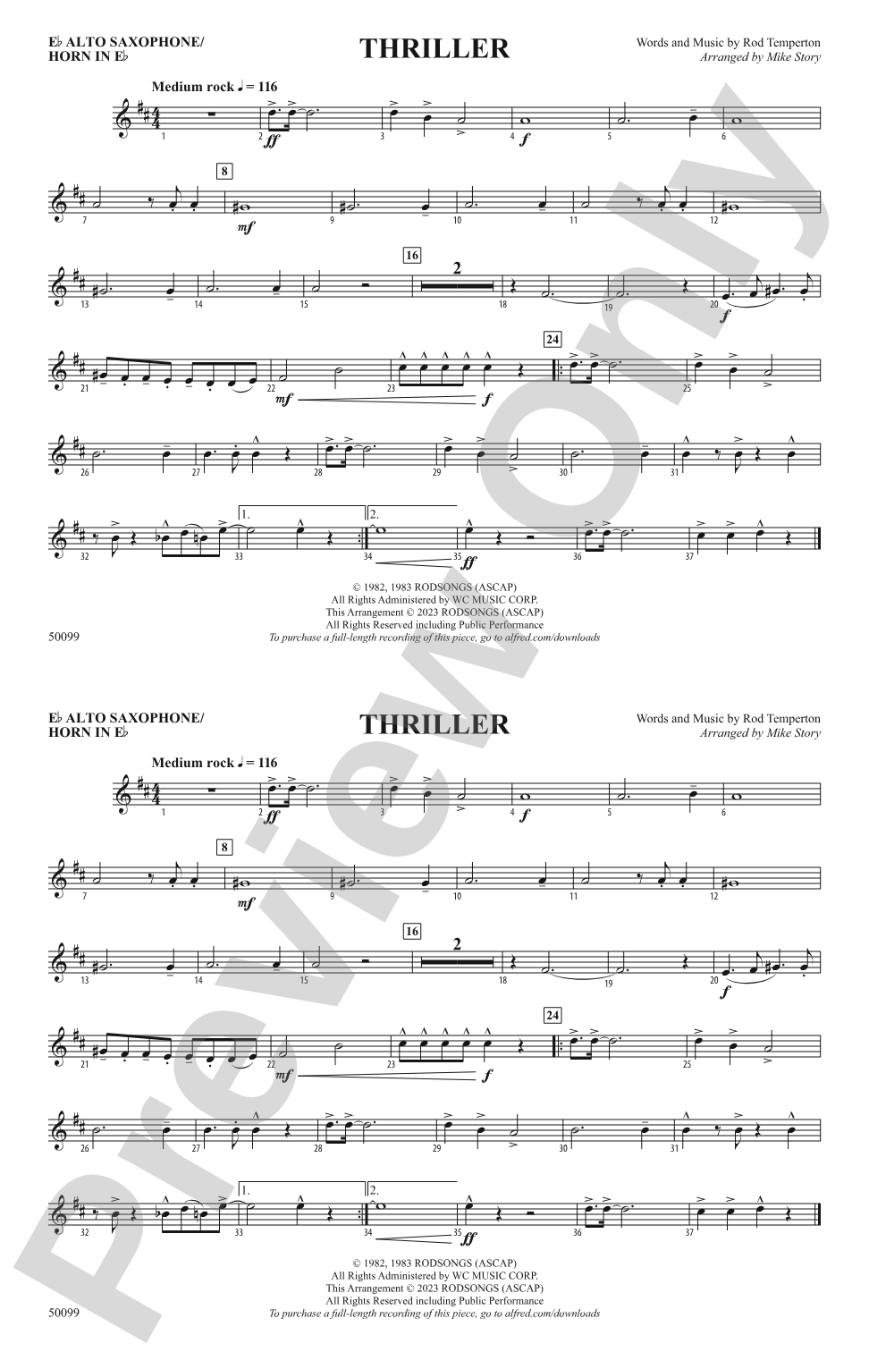 Thriller: E-flat Alto Saxophone