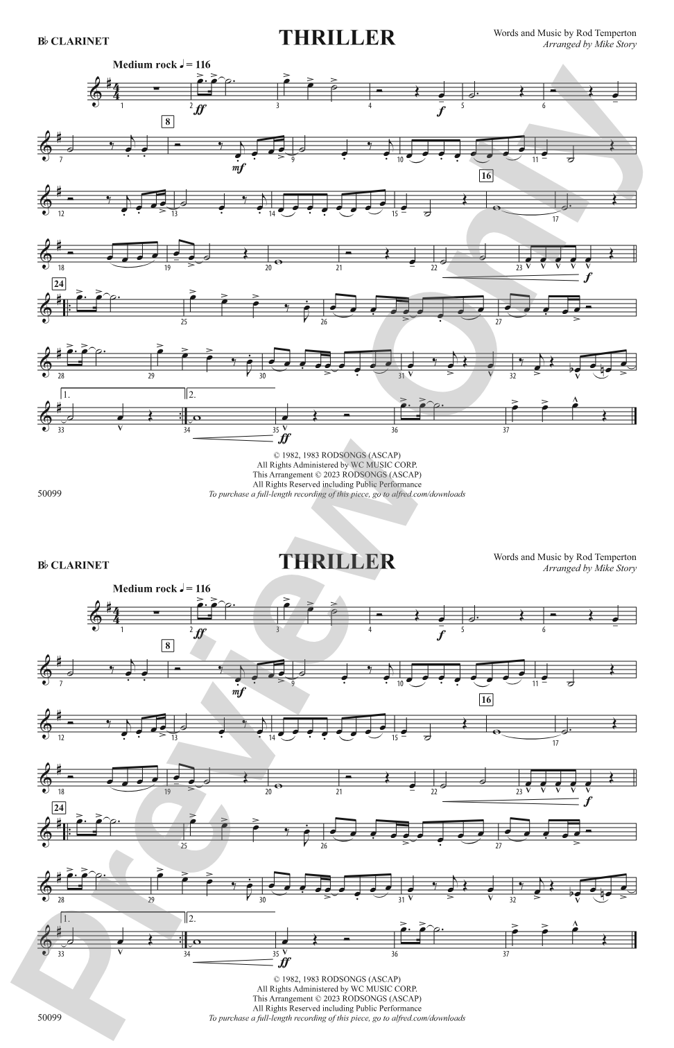 Thriller: 1st B-flat Clarinet