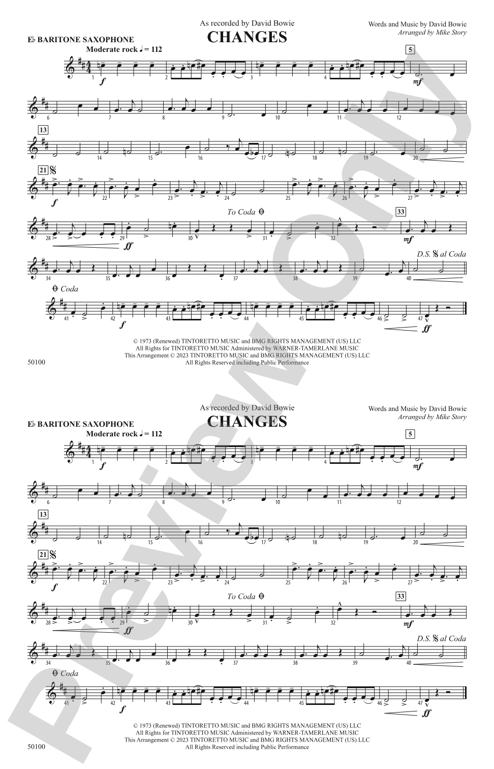 Changes: E-flat Baritone Saxophone