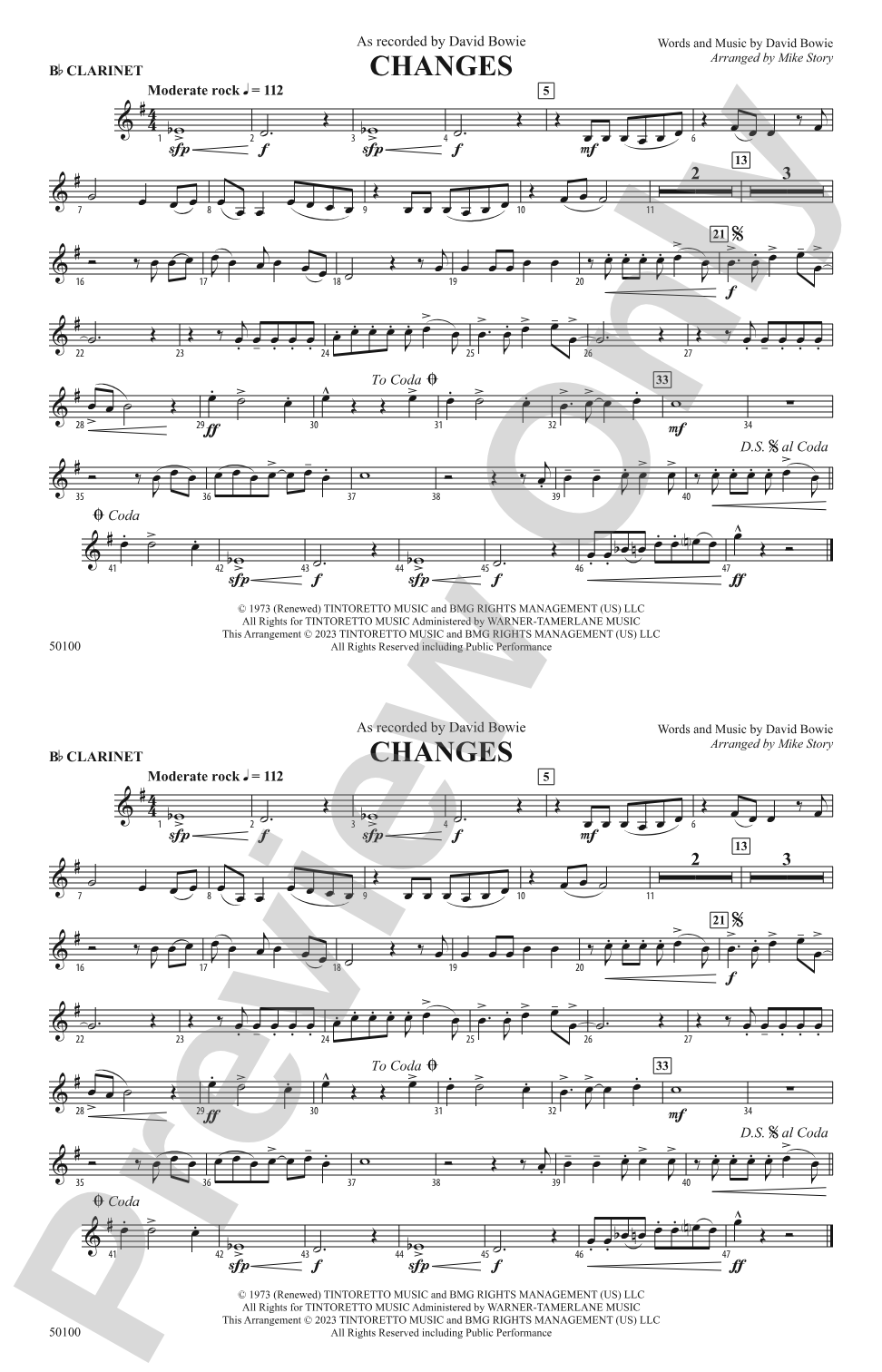Changes: 1st B-flat Clarinet