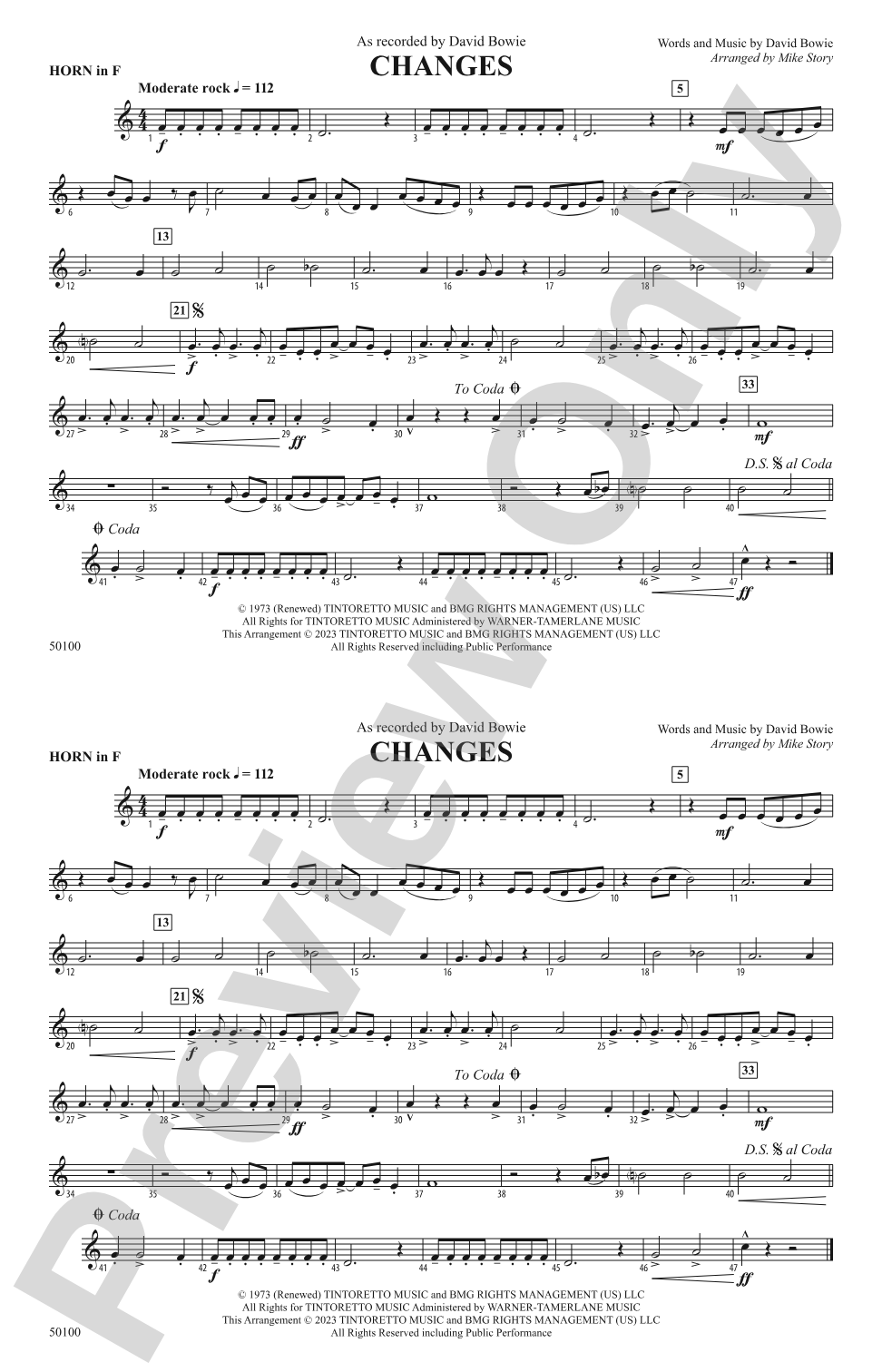 Changes: 1st F Horn