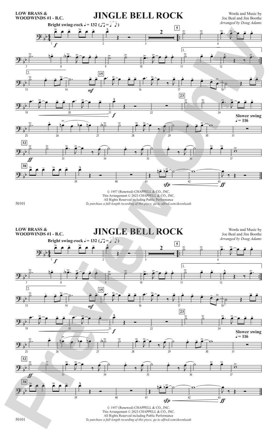 Jingle Bell Rock: Low Brass & Woodwinds #1 - Bass Clef