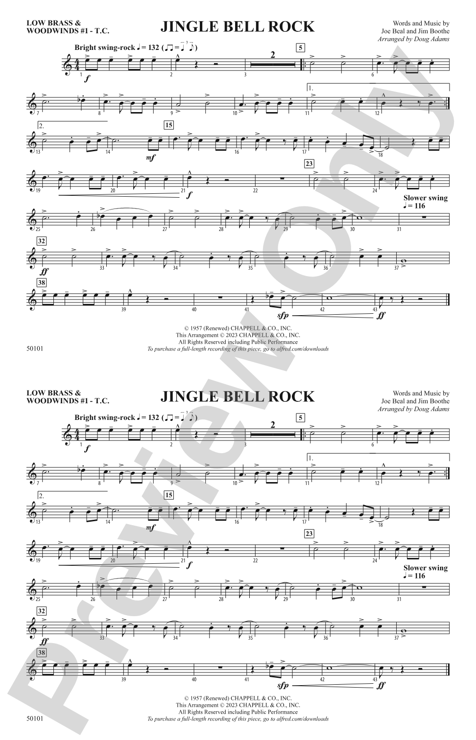 Jingle Bell Rock: Low Brass & Woodwinds #1 - Treble Clef
