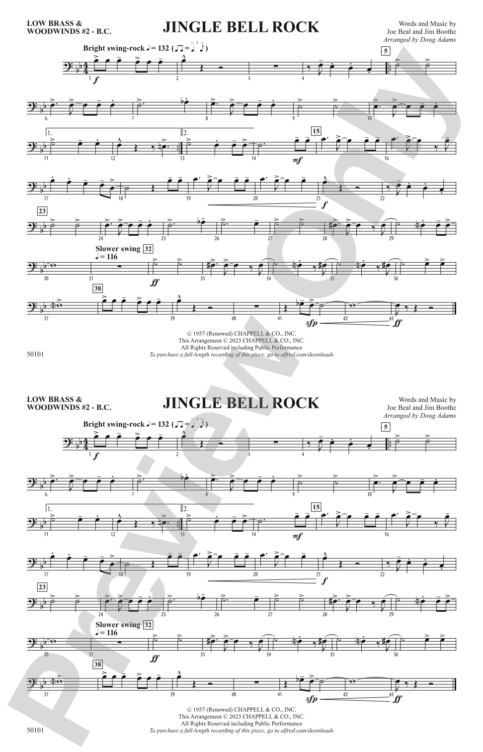 Jingle Bell Rock: Low Brass & Woodwinds #2 - Bass Clef