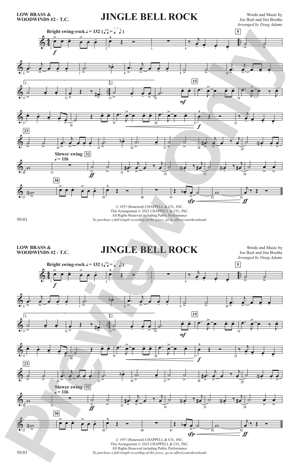 Jingle Bell Rock: Low Brass & Woodwinds #2 - Treble Clef
