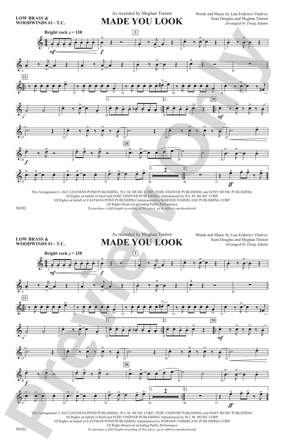 Made You Look: Low Brass & Woodwinds #1 - Treble Clef