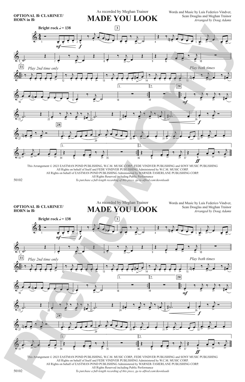 Made You Look: Optional Bb Clarinet/Horn in Bb