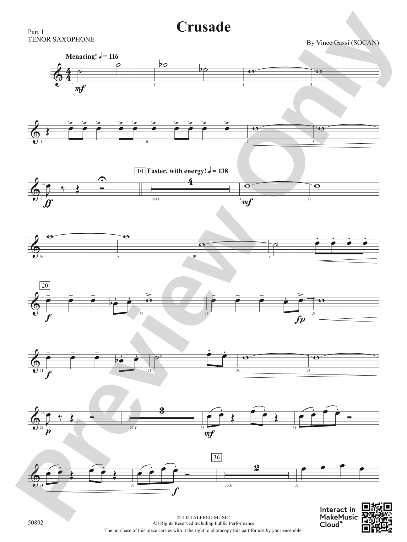 Crusade: Part 1 - Tenor Saxophone