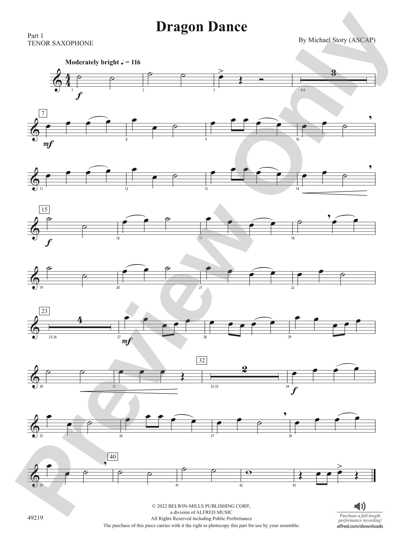 Dragon Dance: Part 1 - Tenor Saxophone