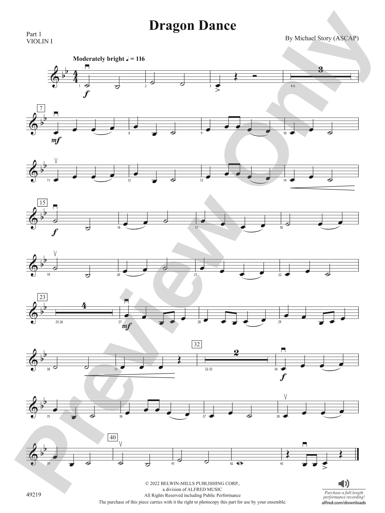 Dragon Dance: Part 1 - Violin I