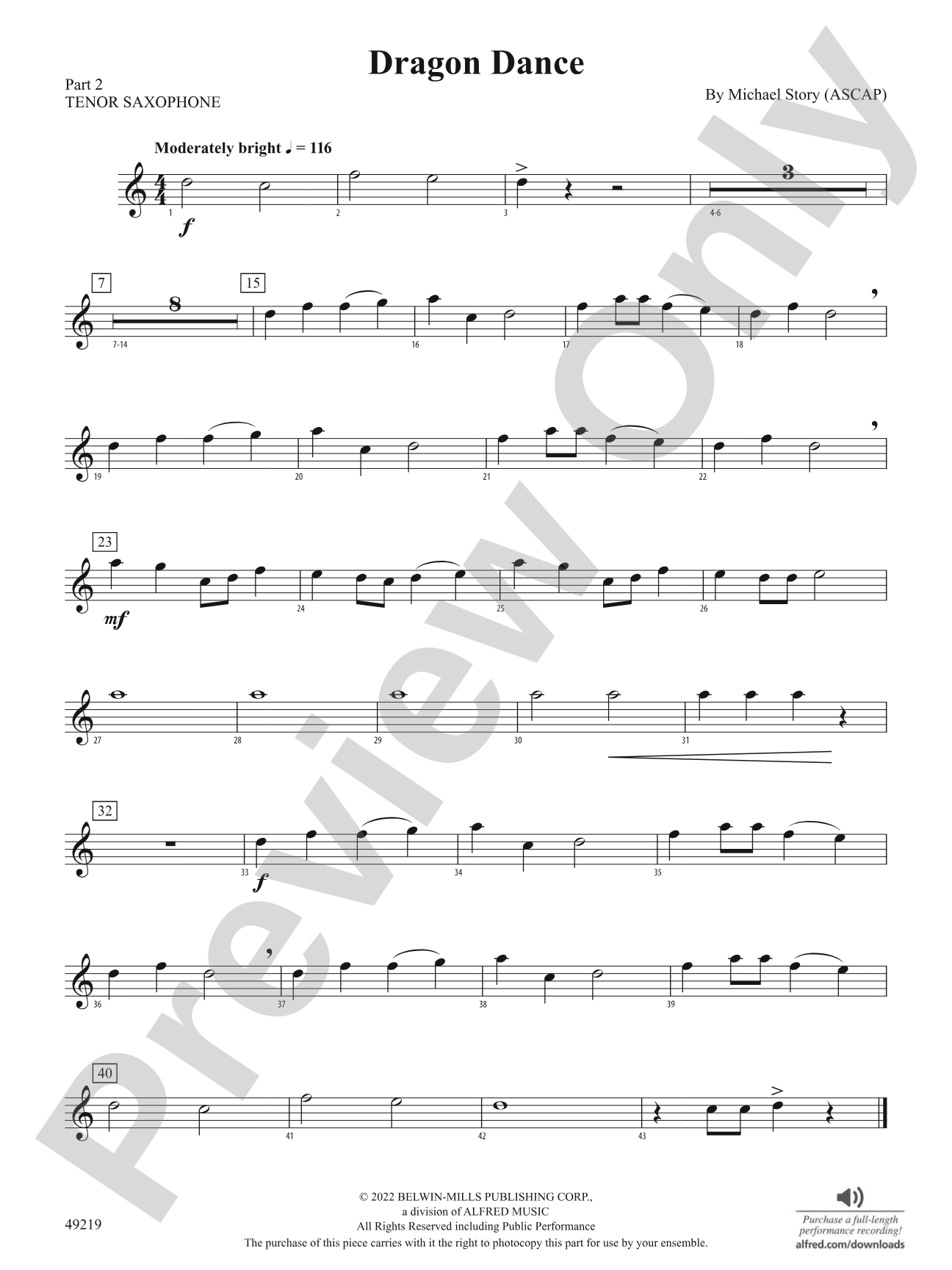Dragon Dance: Part 2 - Tenor Saxophone
