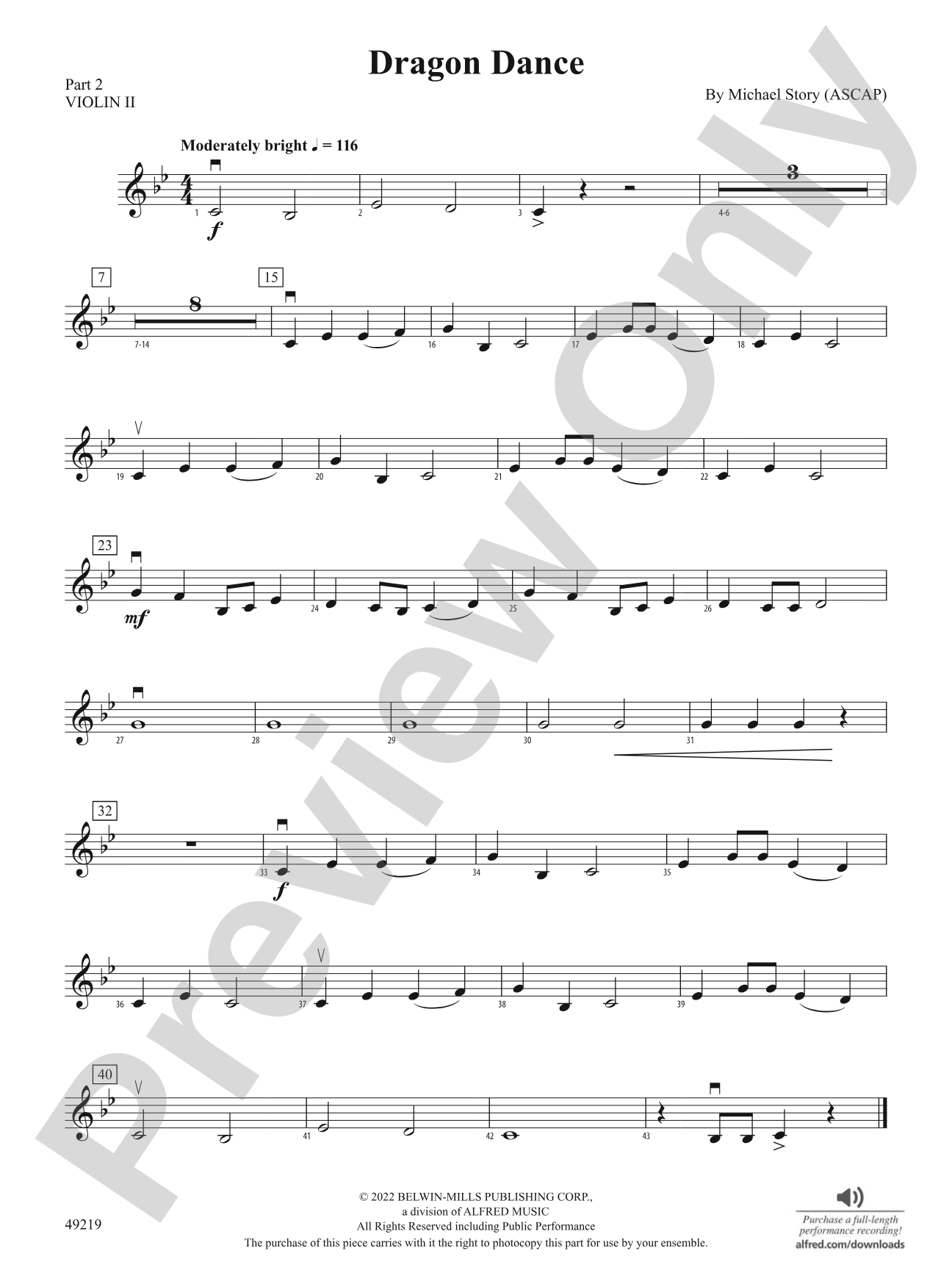 Dragon Dance: Part 2 - Violin I