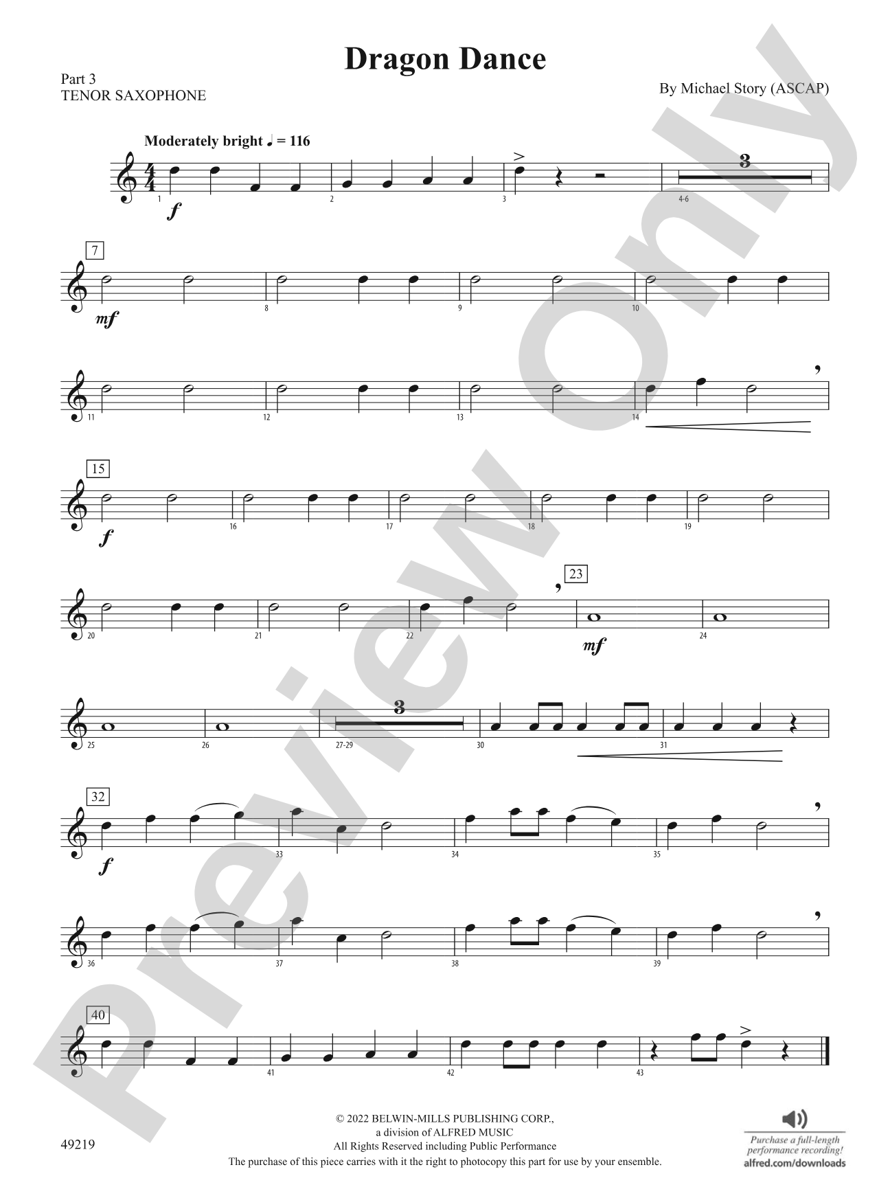 Dragon Dance: Part 3 - Tenor Saxophone