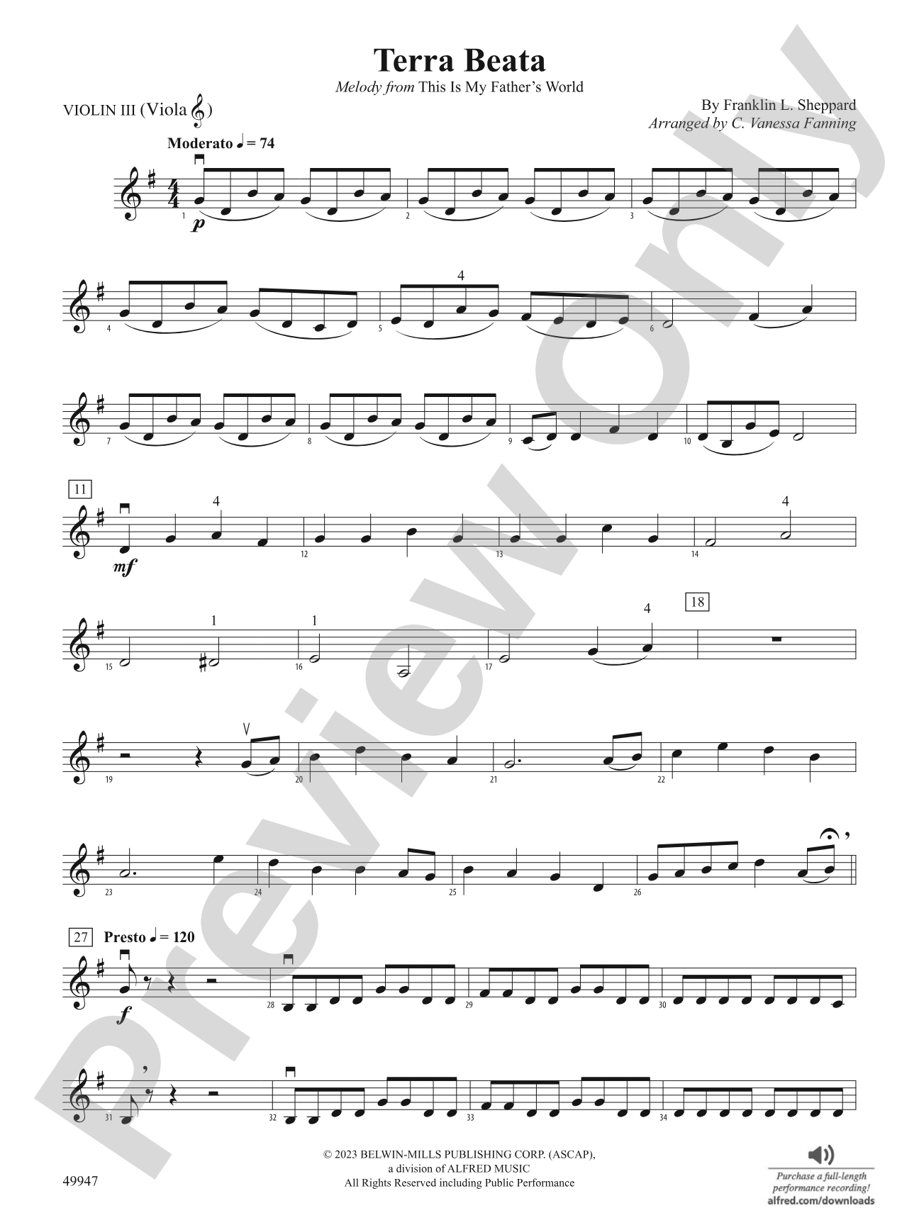 Terra Beata: 3rd Violin (Viola [TC])