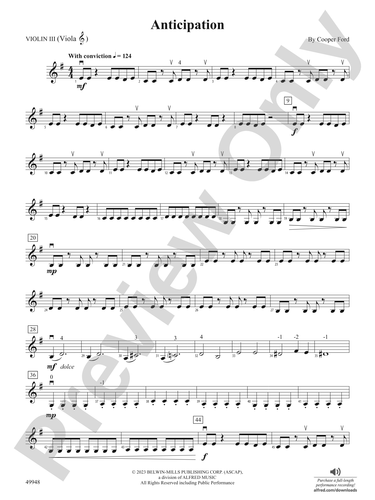 Anticipation: 3rd Violin (Viola [TC])