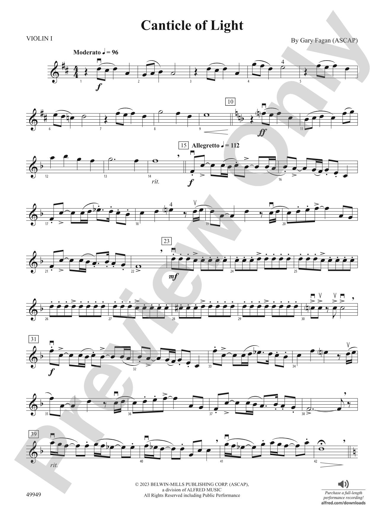 Canticle of Light: 1st Violin