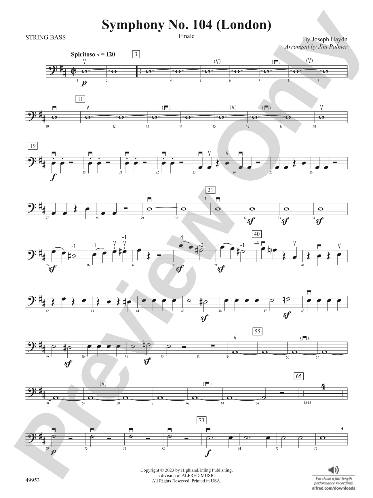 Symphony No. 104 (London): String Bass