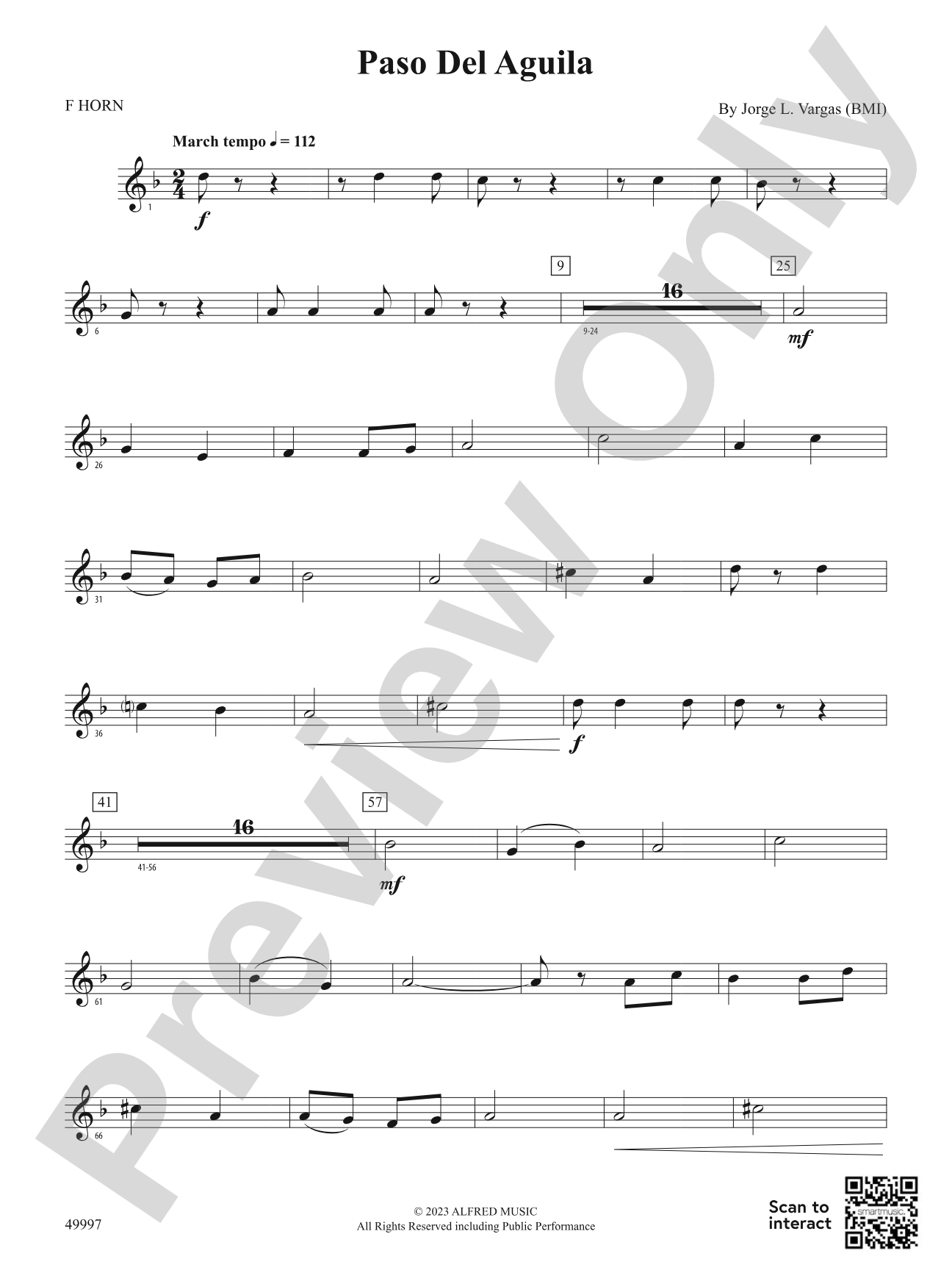 Paso Del Aguila: 1st F Horn