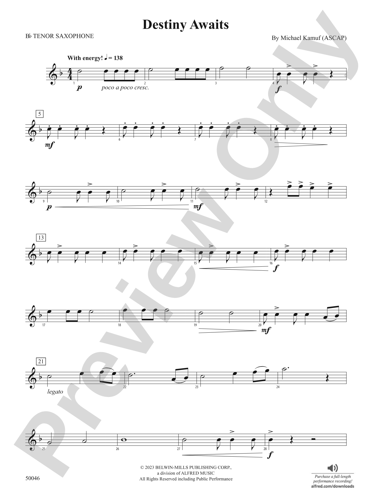 Destiny Awaits: B-flat Tenor Saxophone