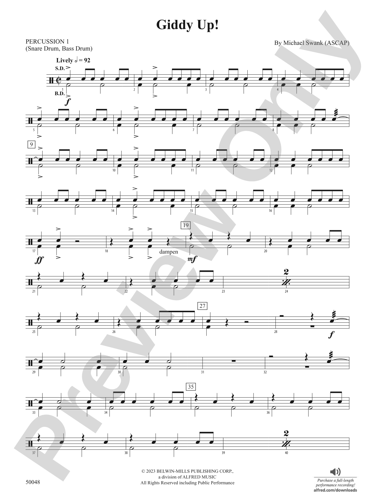 Giddy Up!: 1st Percussion